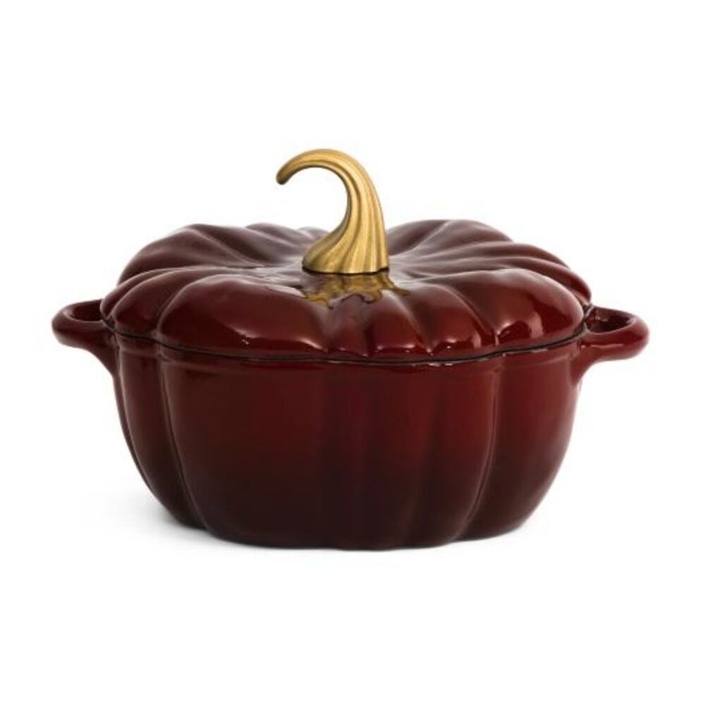 Smith & Clark Ironworks Pumpkin Dutch Oven 4qt Cast Iron Dark Red Enamel NEW